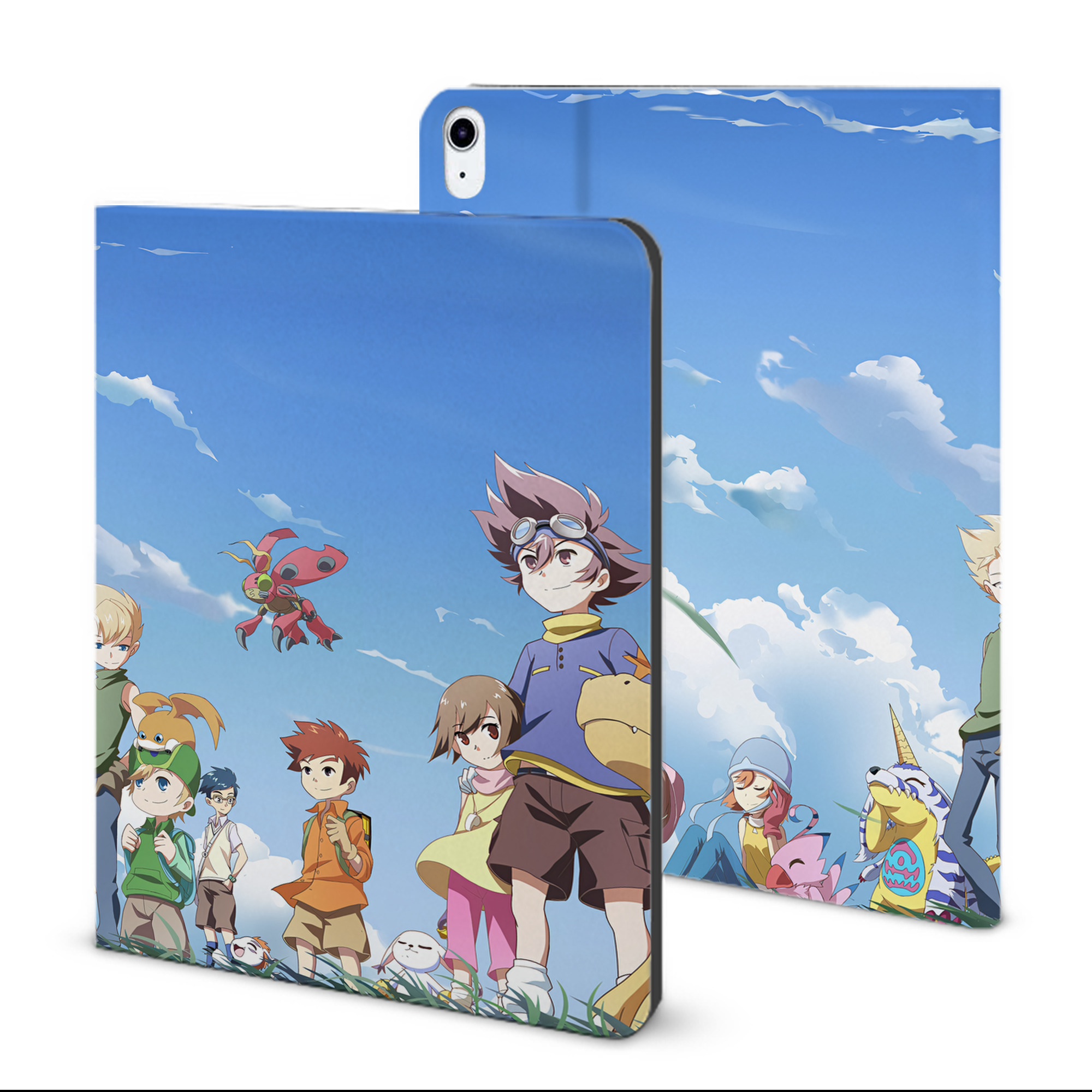 （画像用） Digimon デジタルモンスター/デジモン IPad ケース ブック型 PUレザー TPU 耐衝撃 軽量 薄型 ペン収納なし 全面保護 IPad 各モデル対応